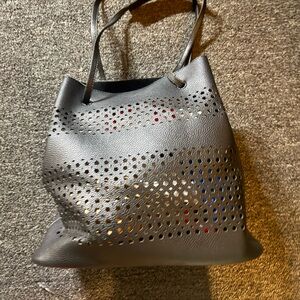 Elegant Black Perforated Tote Bag